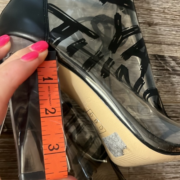 Aldo Clear Chunk Block Bootie Heels Size Sz 7 Do Ya Thing Punk Graffiti Booties - Picture 12 of 15